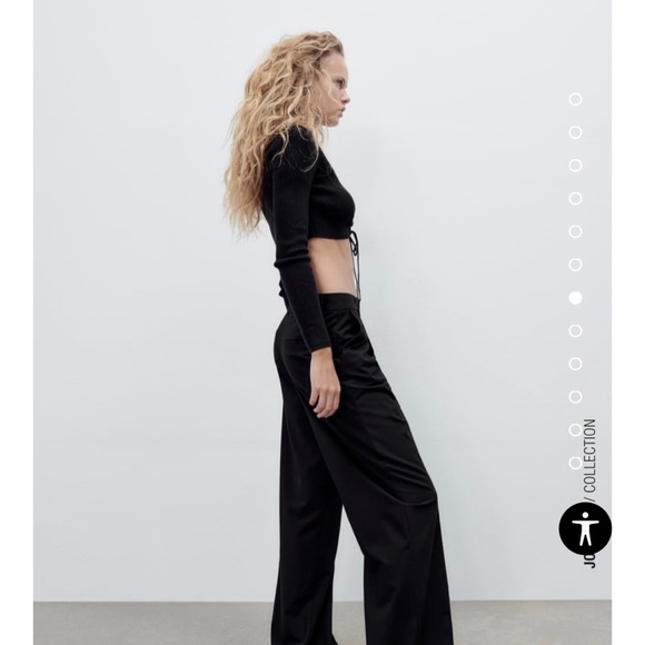 Zara High Waisted Full Length Straight Trouser Pants Black 7385/499 - Picture 12 of 14